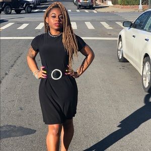 Short-sleeved Black Mini Dress